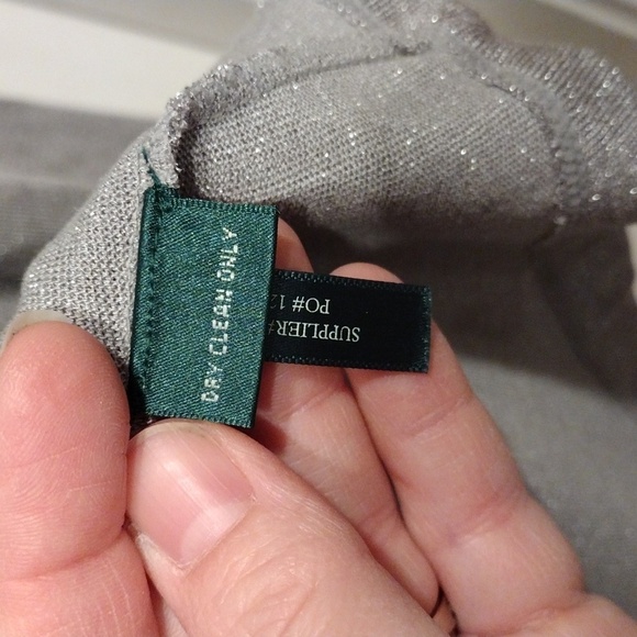 Lauren Ralph Lauren Women's Silver Shimmer Open Front Cardigan Sweater Sz S - Picture 5 of 7